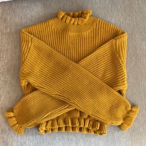 Mustard crop top long sleeve sweater